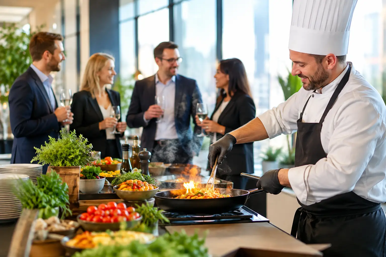 Succesvol bedrijfsfeest met live cooking